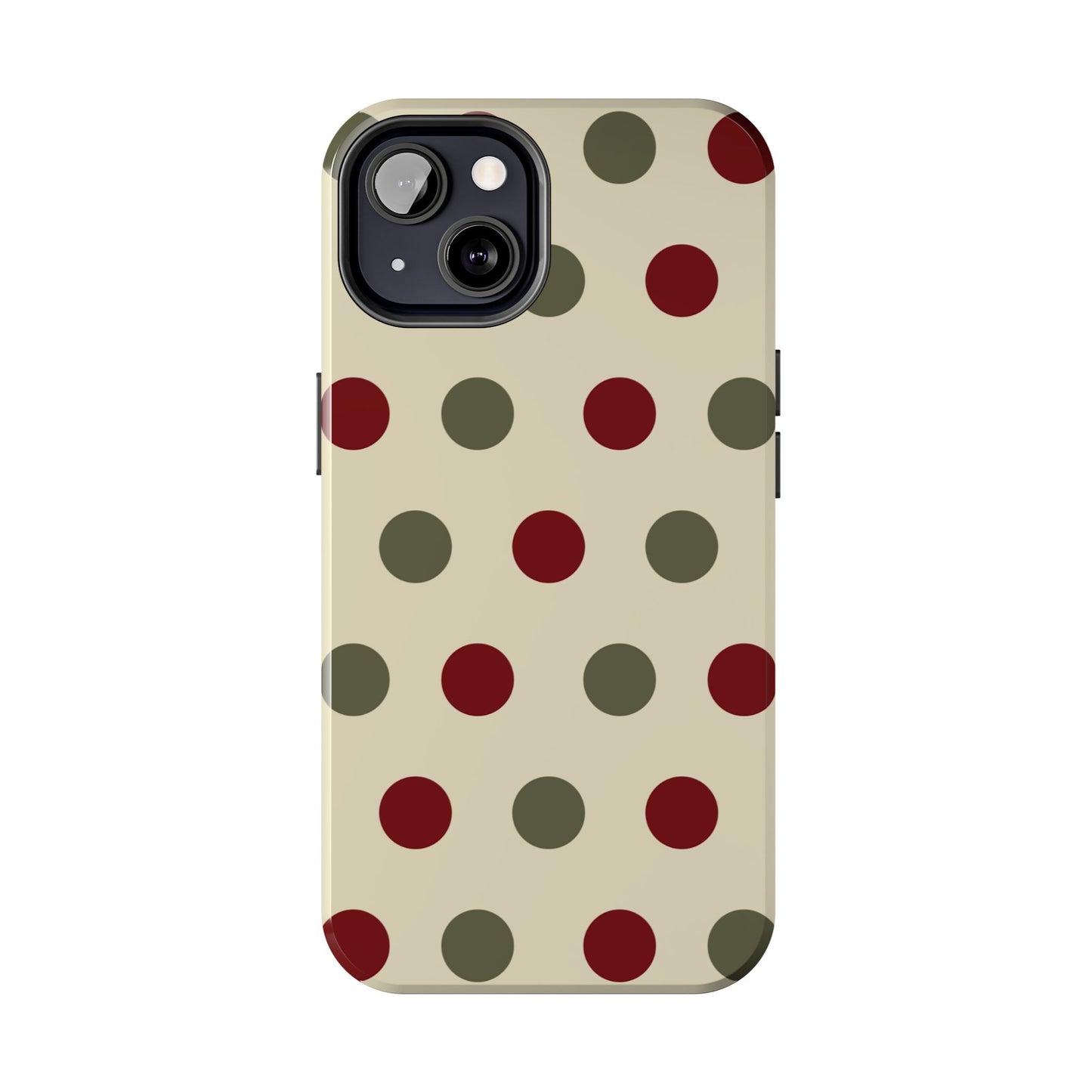 Red & Green Polka Dots on Cream – iPhone Case