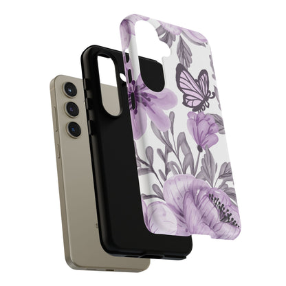 Lavender Bloom Butterfly Samsung Galaxy Case – Delicate Floral Design with Watercolor Details