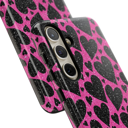 Pink Glitter Hearts Samsung Galaxy Case