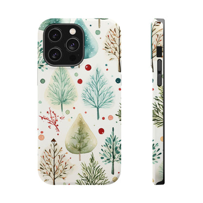 Watercolor Winter Trees MagSafe iPhone Case – Nature-Inspired, Holiday Theme Protective Cover