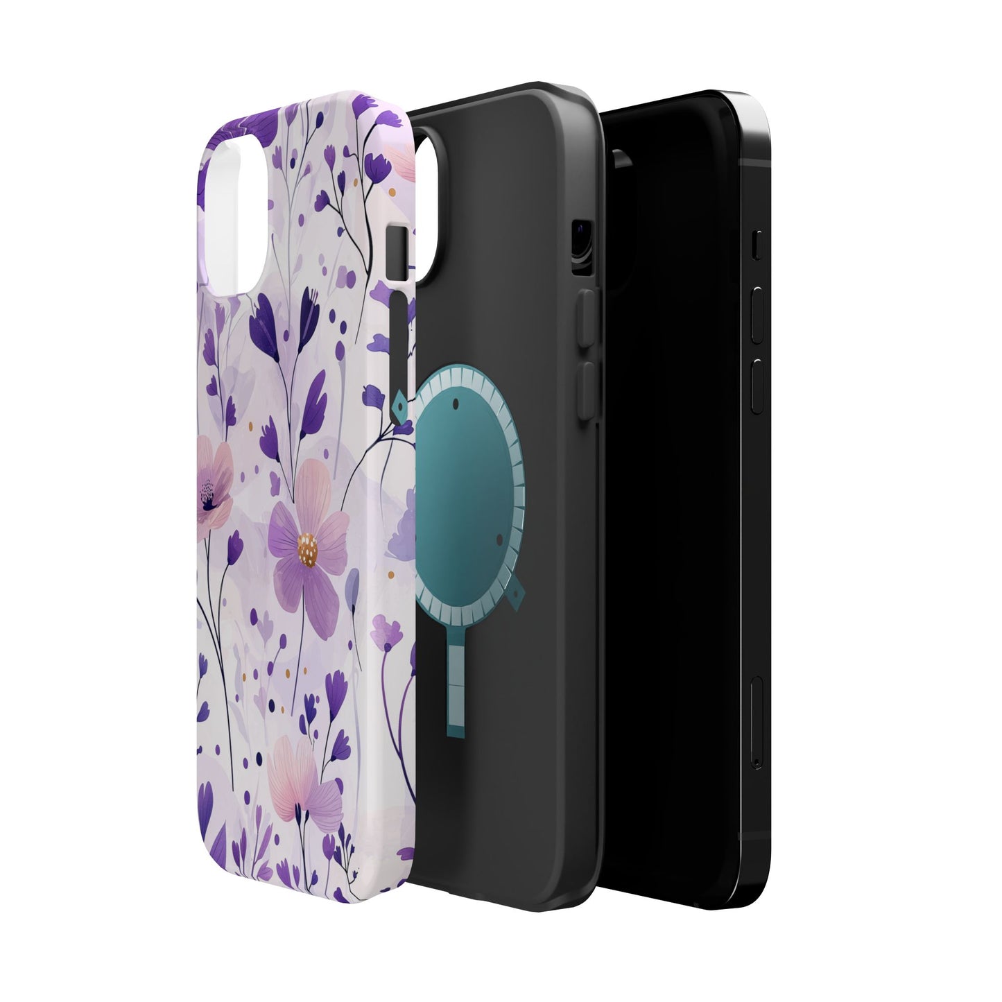 Purple Floral Bliss MagSafe iPhone Case – Delicate Blossom Design