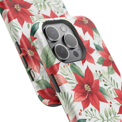 Festive Poinsettia Holiday Pattern – MagSafe iPhone Series Case