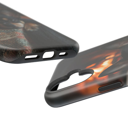 Cozy Chihuahua Fireplace MagSafe iPhone Case – Elegant and Functional Design