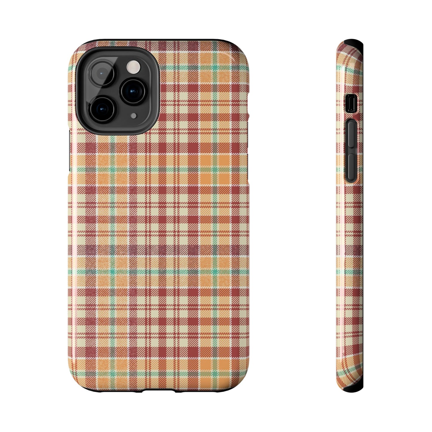 Retro Chic Plaid iPhone Case in Red, Orange, Green & Cream – Classic Vintage Style