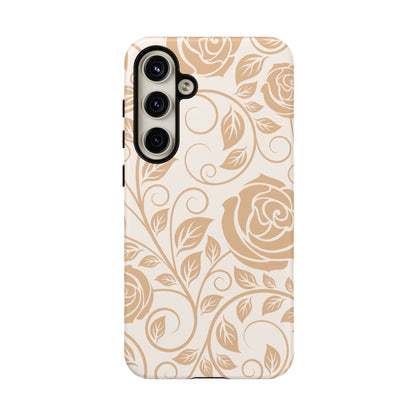 Vintage Rose Vine Tough Samsung Galaxy Case – Elegant Floral Pattern with Dual-Layer Protection