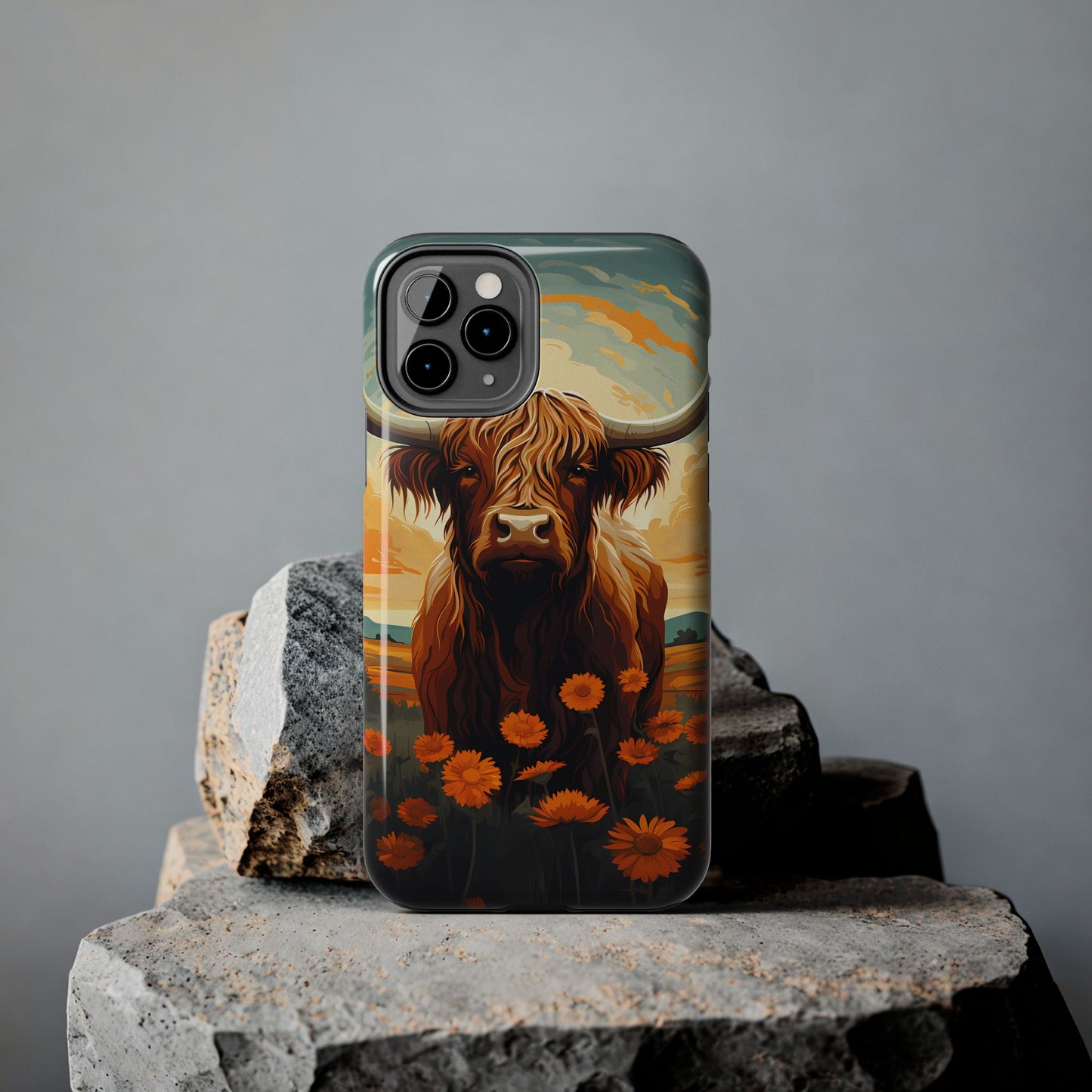 Highland Cow Case | Rustic Farmhouse Floral Design