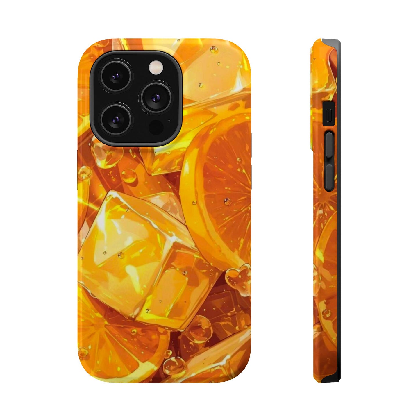 Citrus Splash MagSafe iPhone Case – Bright Orange Slices & Ice, Dual-Layer Protection