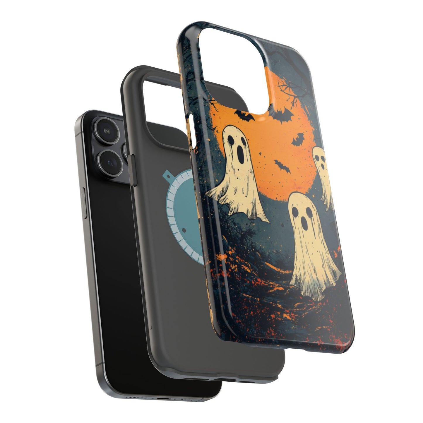 Haunted Ghosts & Full Moon MagSafe iPhone Case – Spooky Halloween Design