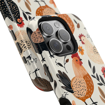 MagSafe iPhone Case: Cluckin' Vintage – Chickens & Leaves