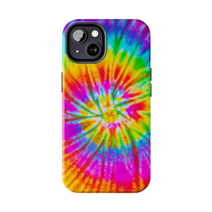 Rainbow Spiral Tie-Dye iPhone Case – Bright & Retro Design