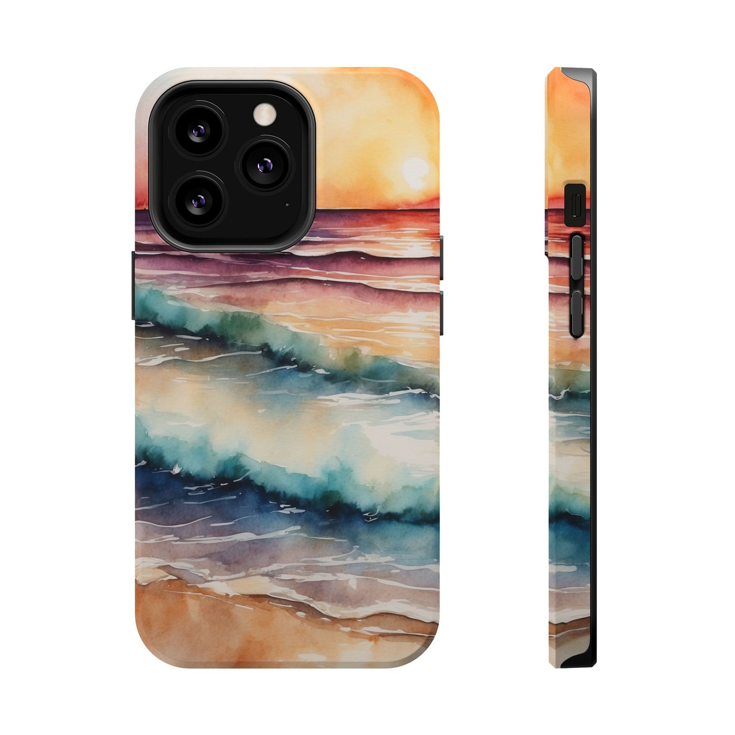 Sunset Waves MagSafe iPhone Case – Vibrant Watercolor Design