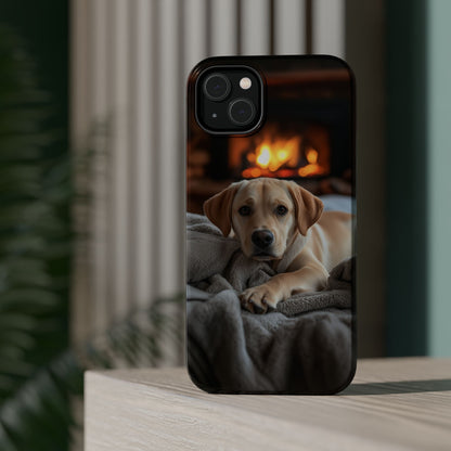 Cozy Golden Retriever by the Fireplace - MagSafe Case