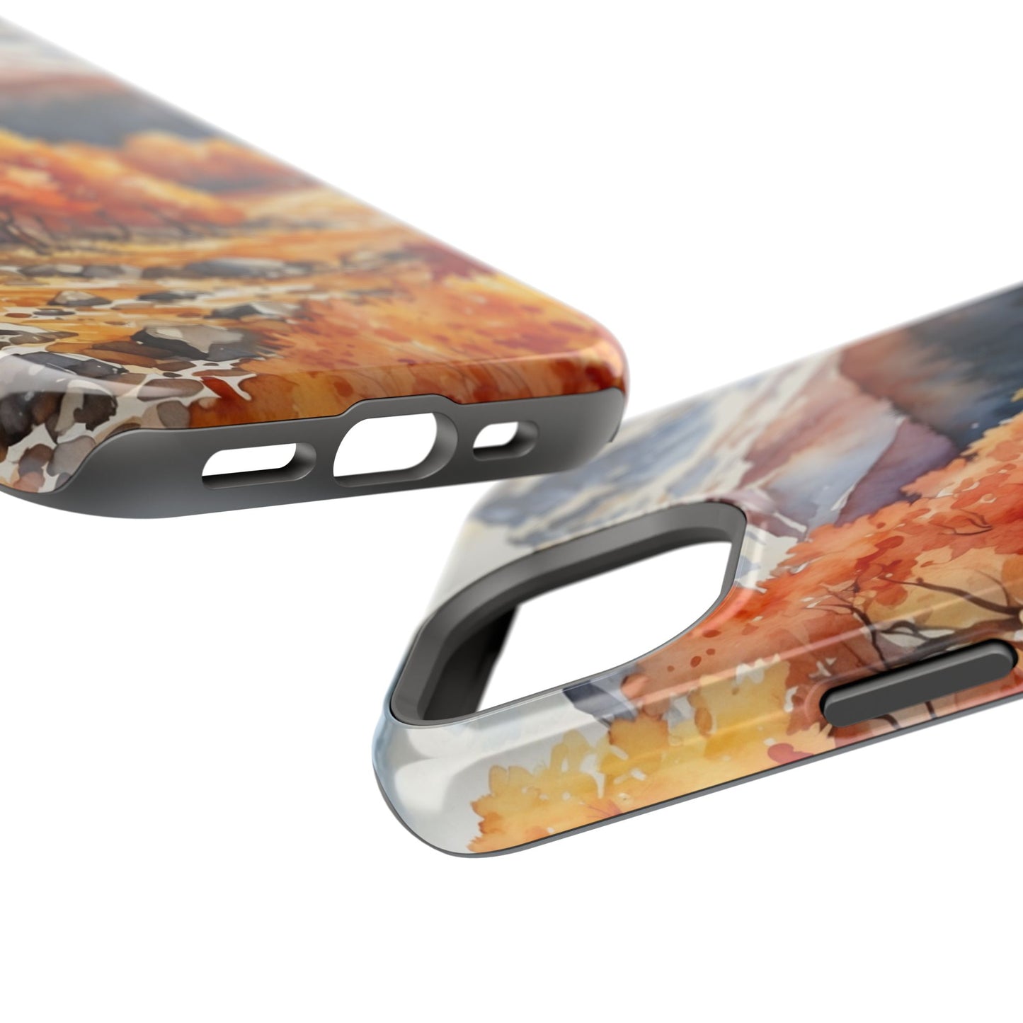 Watercolor Autumn Forest and Mountains - MagSafe iPhone Case