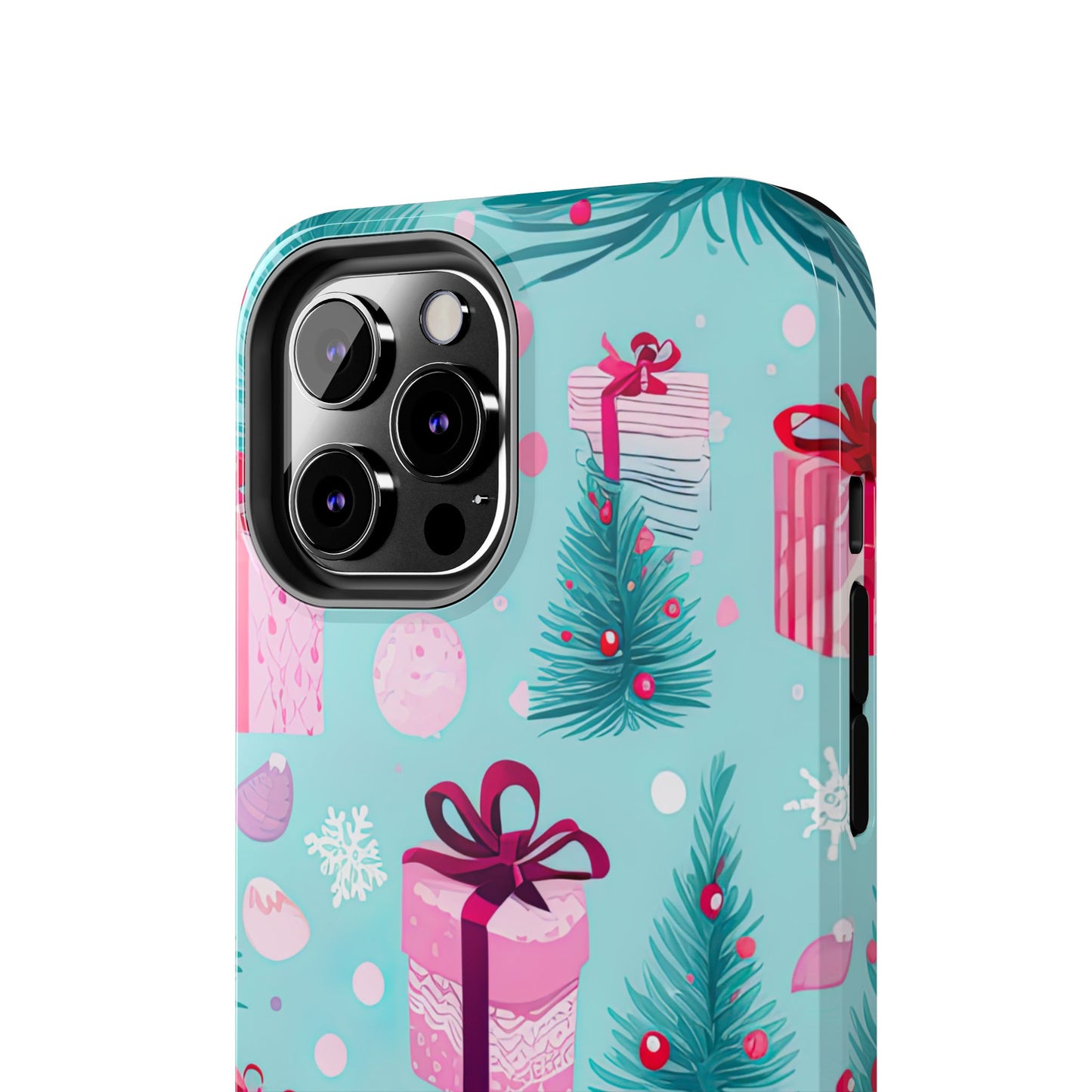 Festive Pink Christmas Gifts and Evergreen iPhone Case – Holiday Theme, Protective Cover