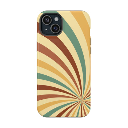 Earthy Retro Swirl MagSafe iPhone Case – Dual-Layer Protection with 70s-Inspired Earth Tones