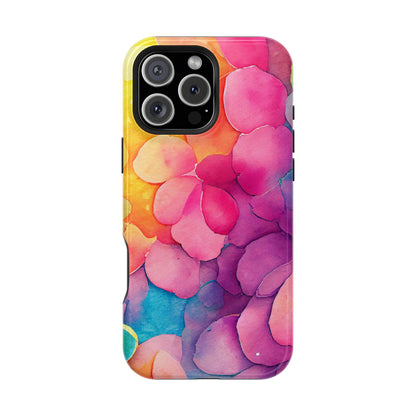 Sunset Petals Watercolor MagSafe iPhone Case – Slim Design, Glossy Finish