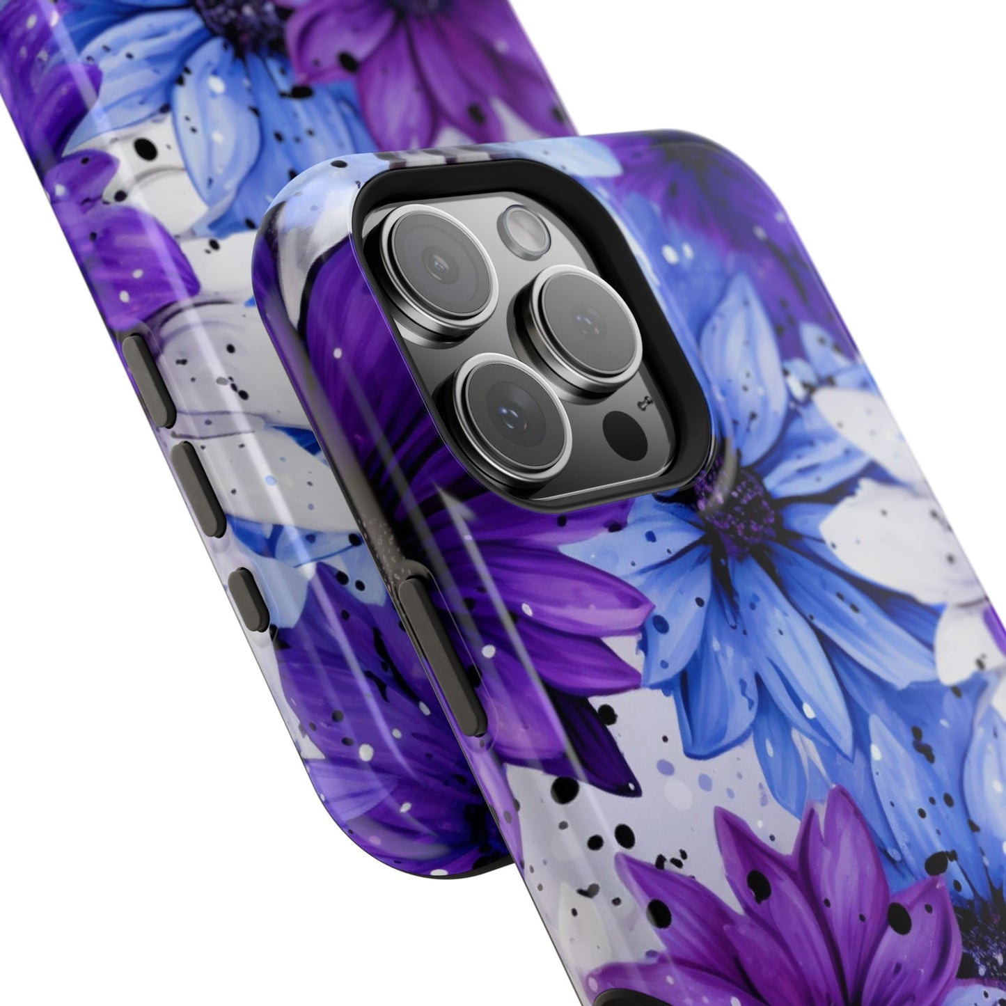 Vibrant Purple & Blue Floral Splash - MagSafe iPhone Series Case