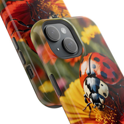 Ladybug on Orange Daisy - MagSafe iPhone Case