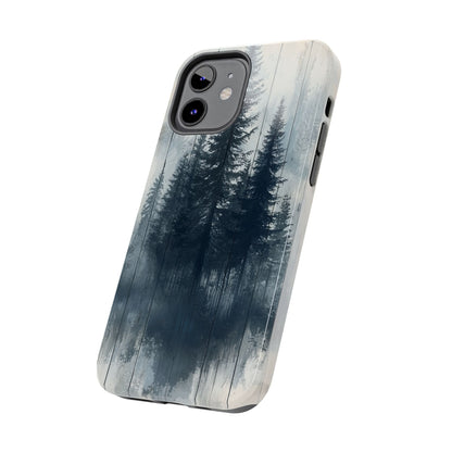 Rustic Pine Forest iPhone Case - Blue Toned Woodland Country Design