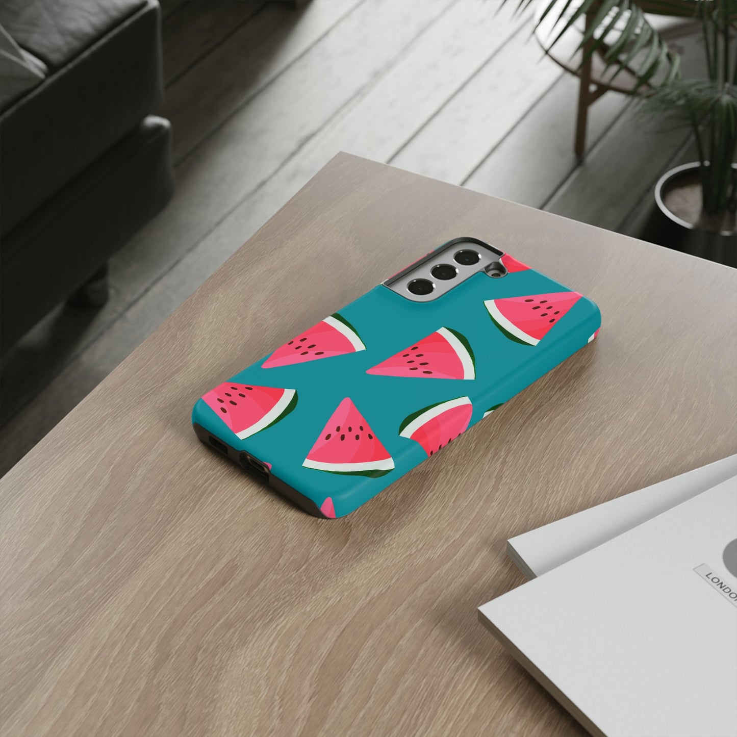 Watermelon Bliss Samsung Galaxy Case – Vibrant Summer Fruit Design on Teal Background