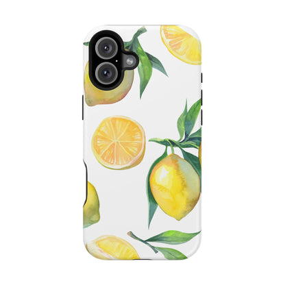 Lemon Grove Watercolor Tough MagSafe iPhone Case – Fresh Citrus Design, Dual-Layer Protection