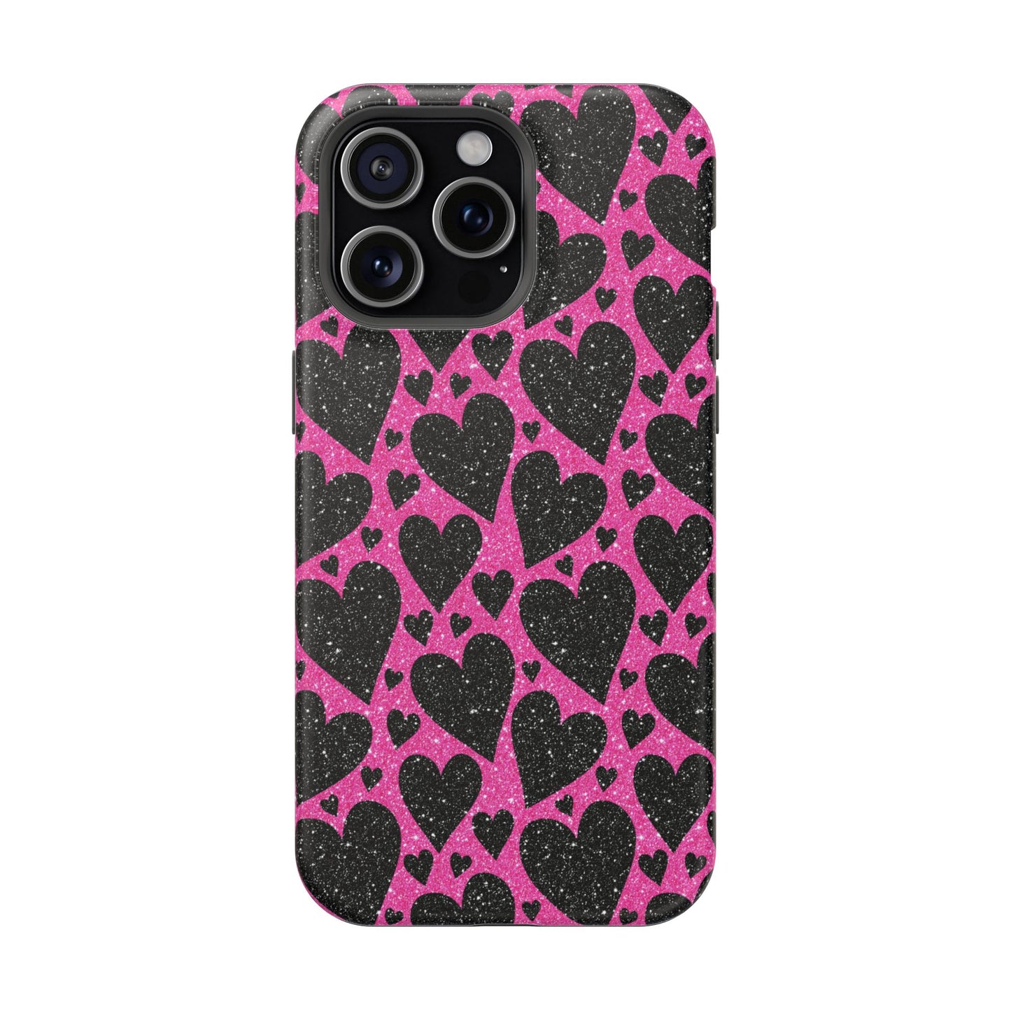 Pink Glitter Hearts MagSafe iPhone Case