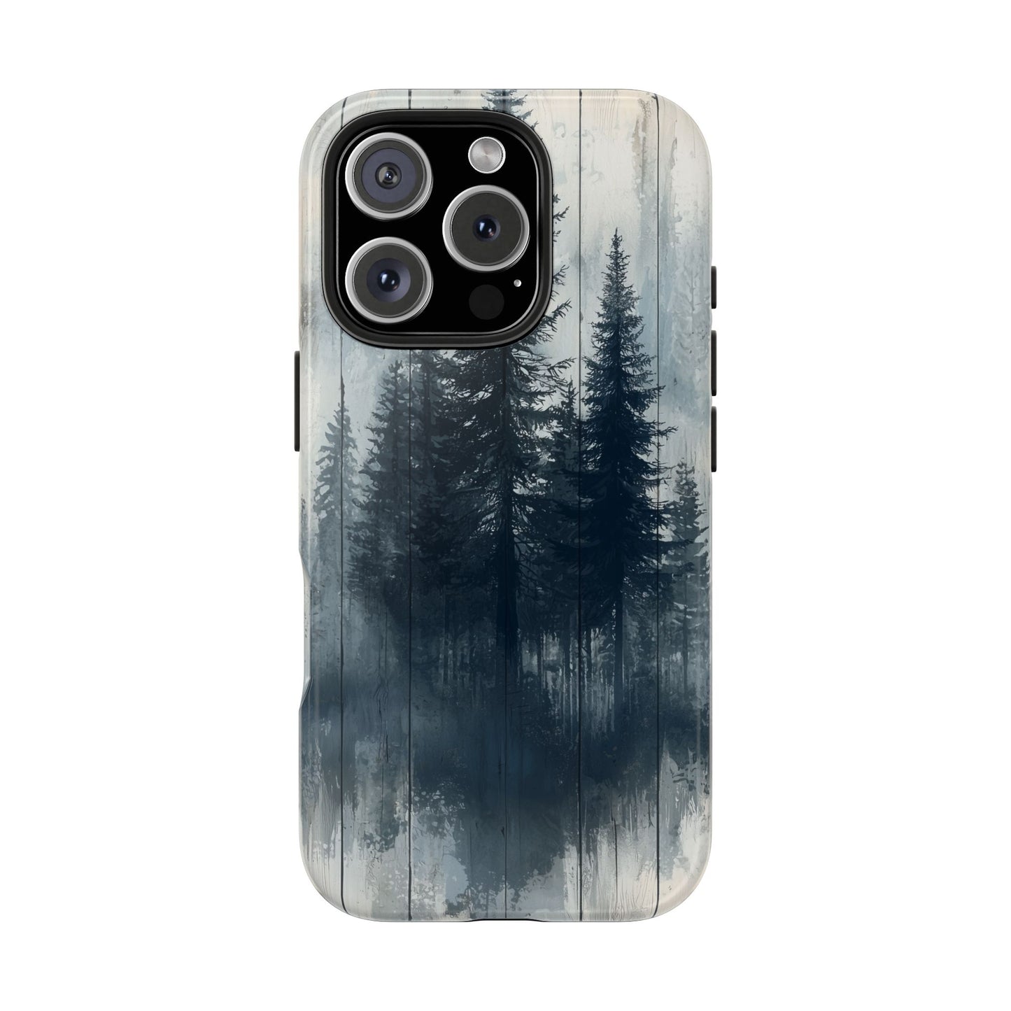 Rustic Pine Forest iPhone Case - Blue Toned Woodland Country Design