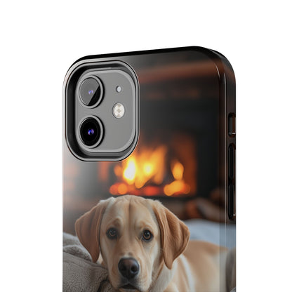 Cozy Golden Retriever by the Fireplace - iPhone Series Case