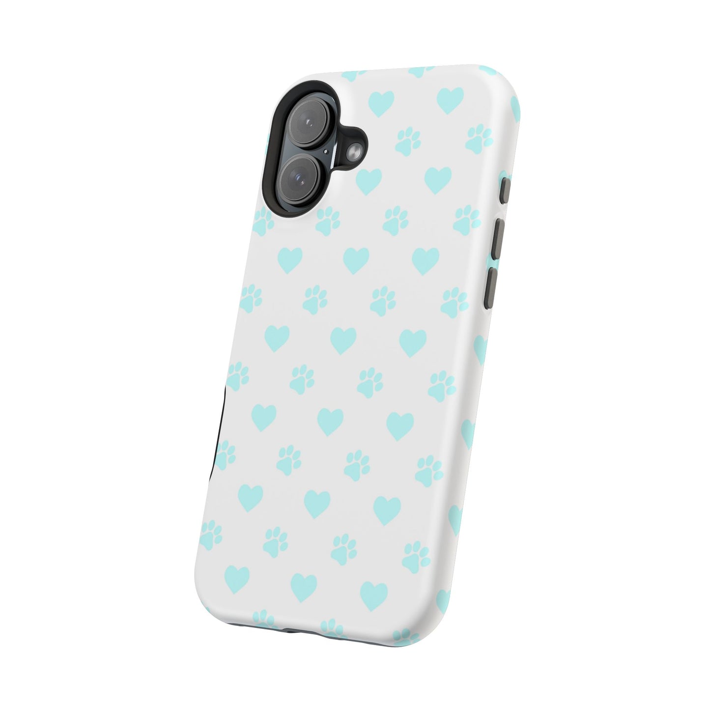 MagSafe Case - Aqua Paw Print & Heart Design