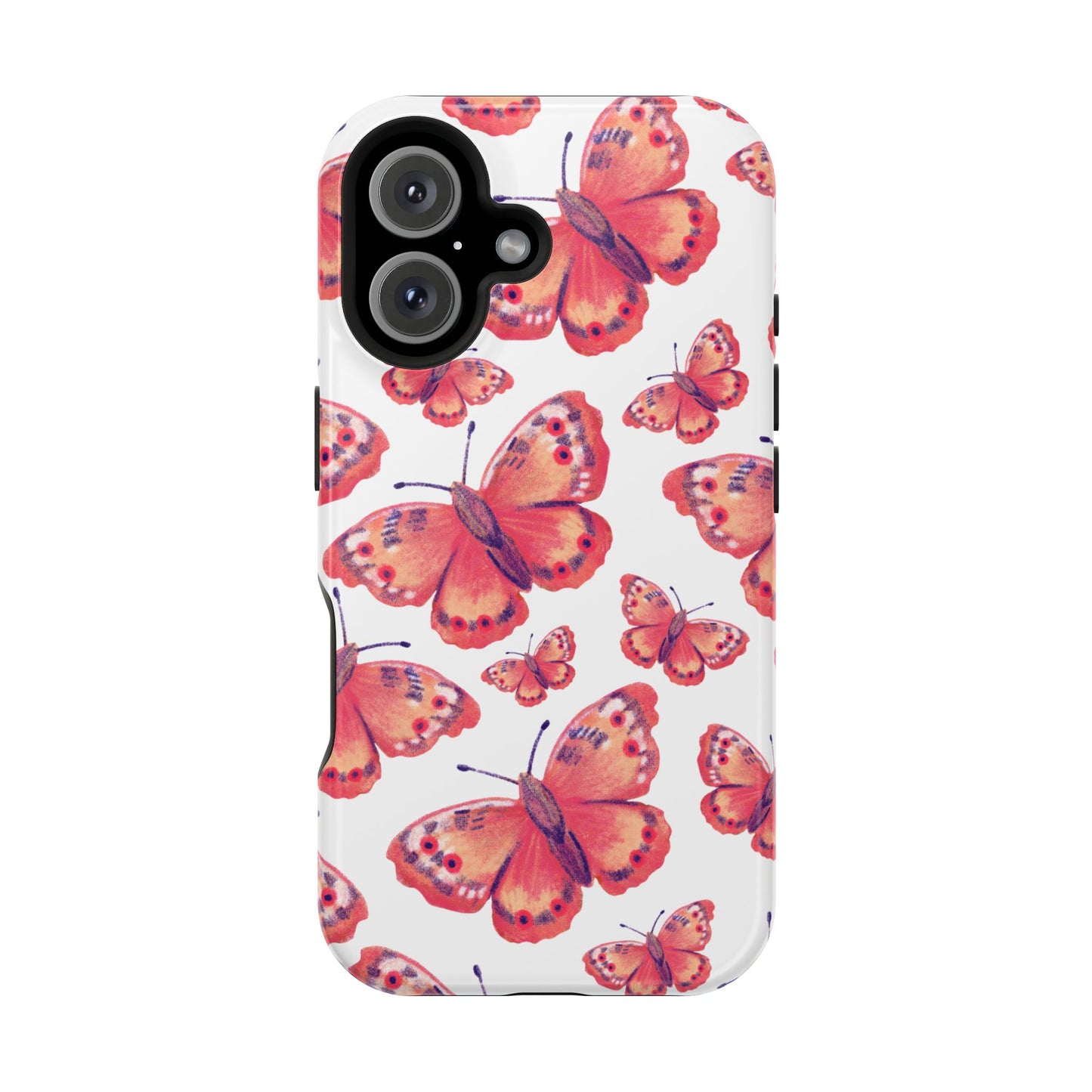 Coral Butterfly MagSafe iPhone Case – Slim, Protective Design with Bold Watercolor Print