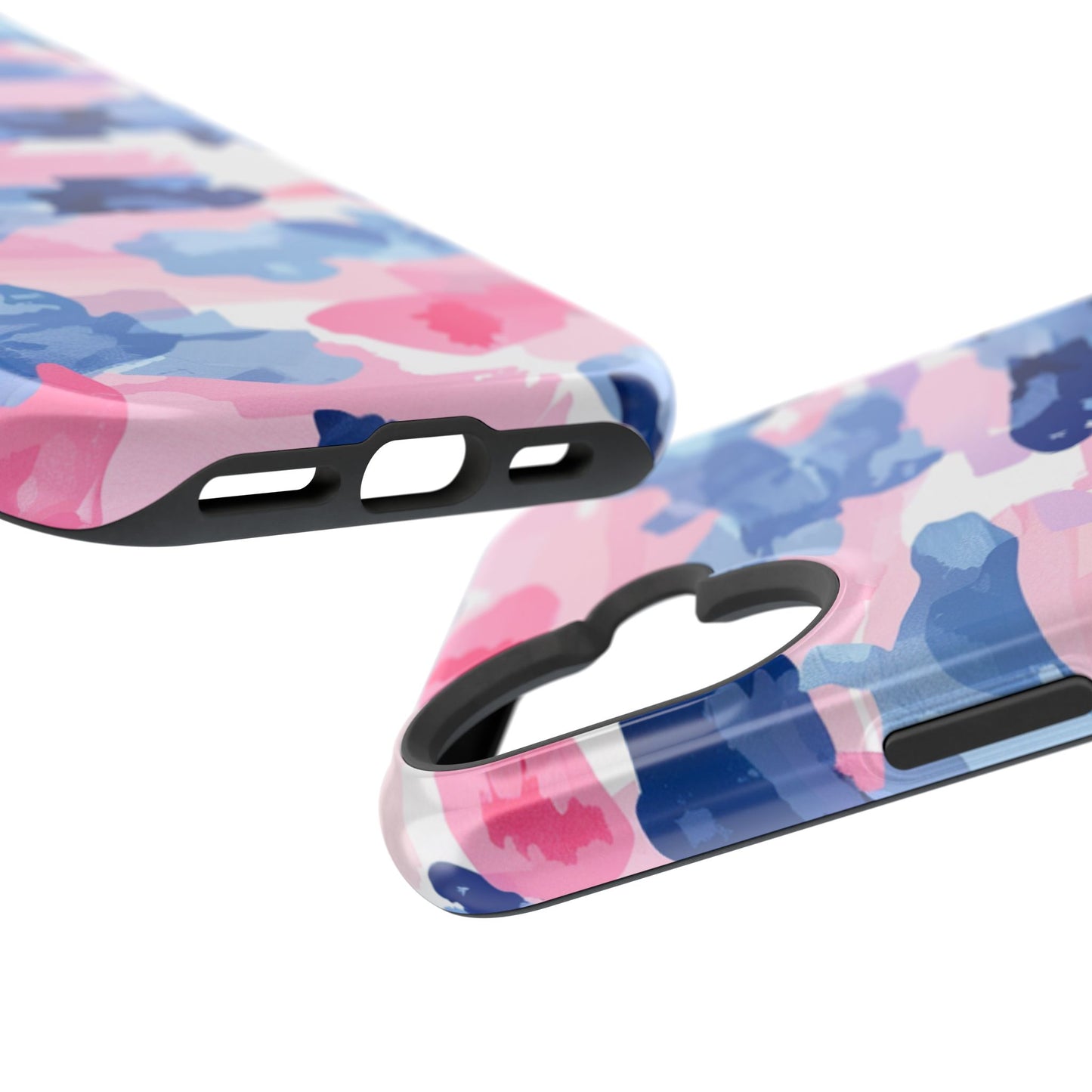 MagSafe Case: Dynamic Pink & Navy Brushstroke Art