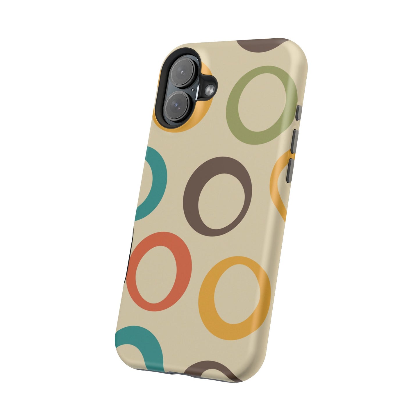 Retro Colorful Rings MagSafe iPhone Case – Shockproof, Matte Finish, Dual-Layer Protection