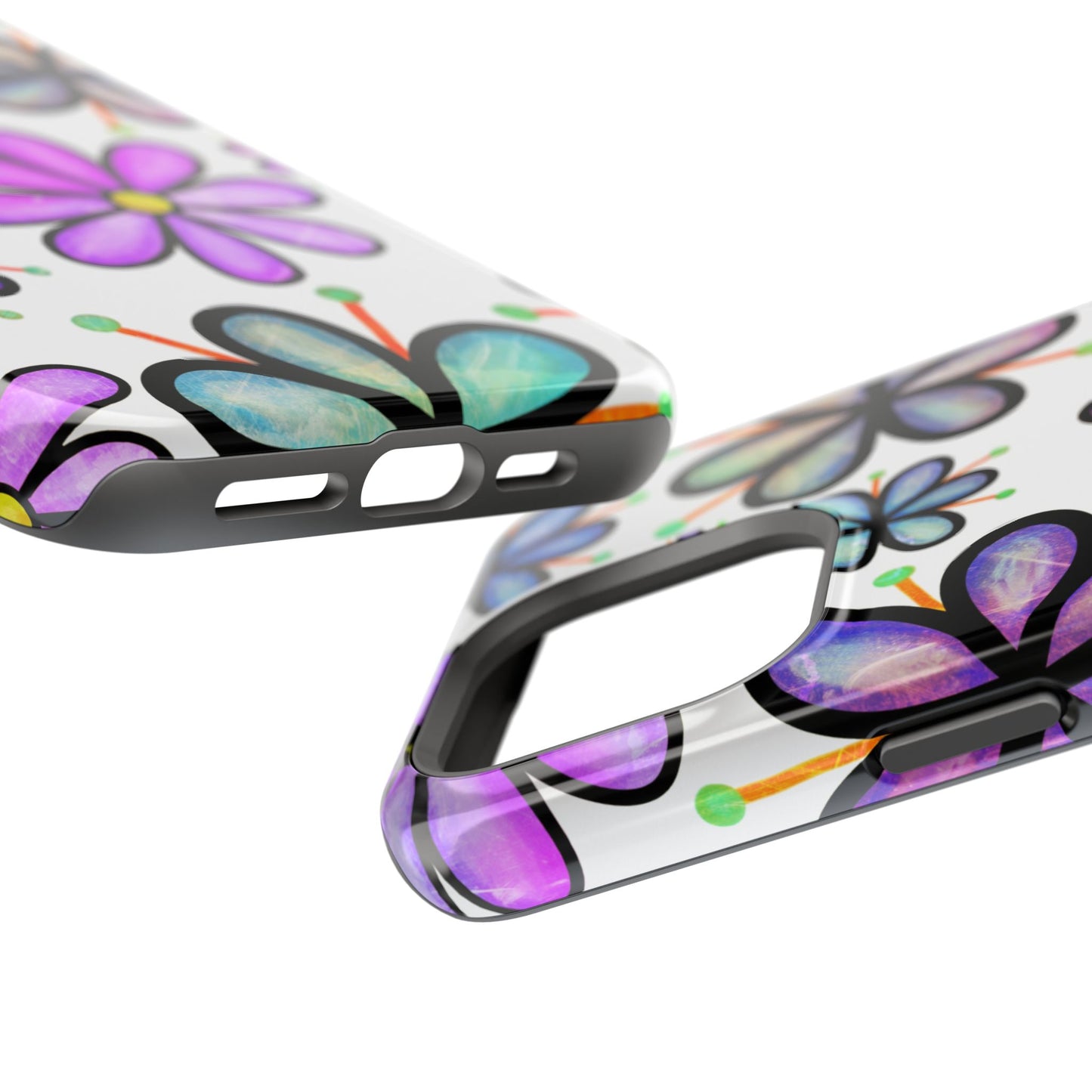 Whimsical Lavender Floral MagSafe iPhone Case – Ultra-Slim, High-Gloss Finish