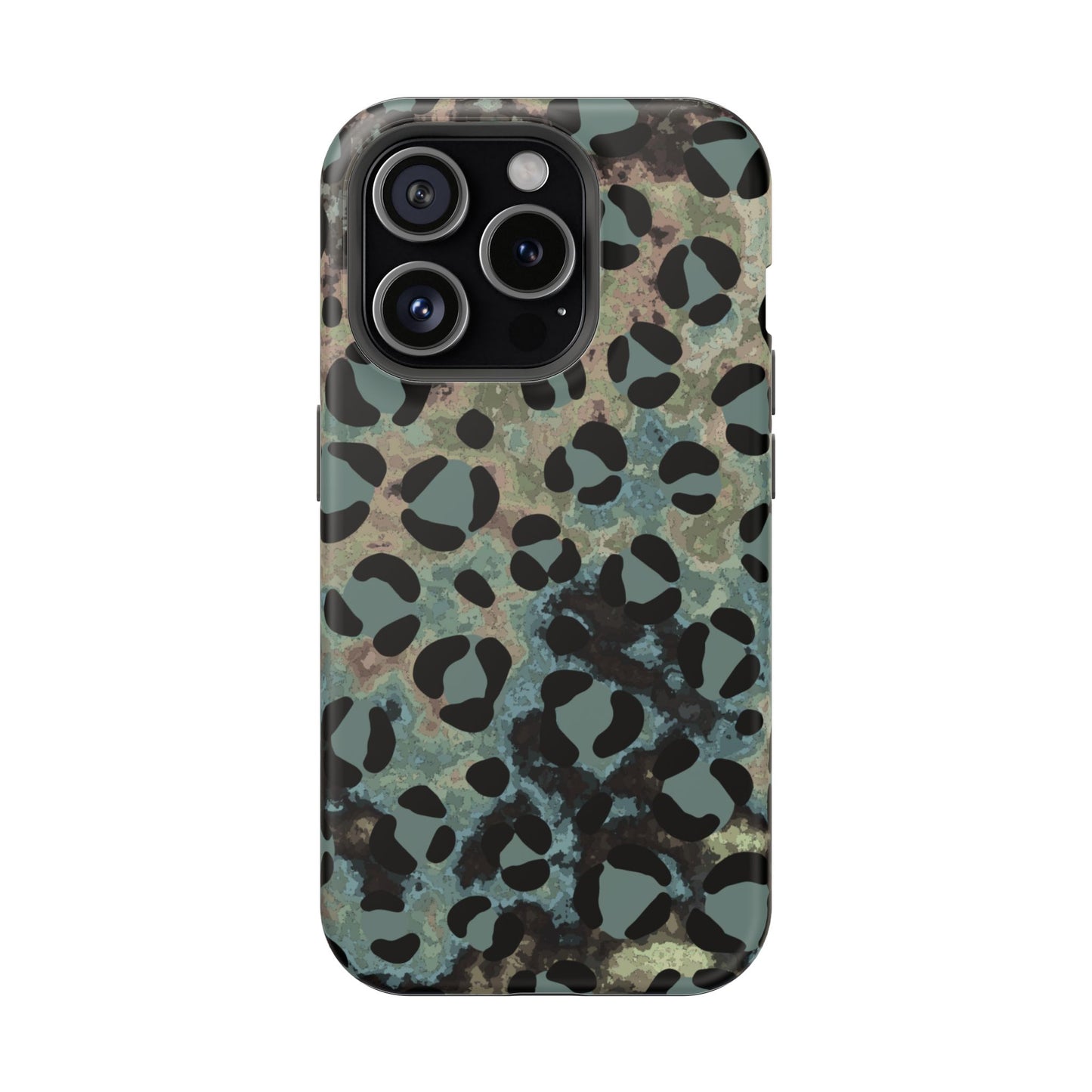 Moody Watercolor Leopard Print Tough MagSafe iPhone Case – Earthy Abstract Pattern with Dual-Layer Protection