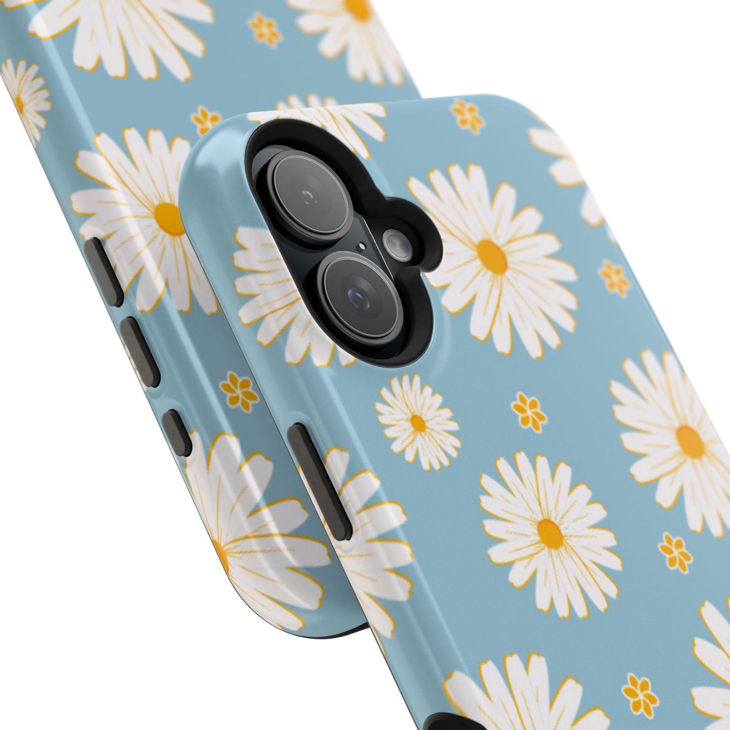 Bright Daisy MagSafe iPhone Case – Light Blue Background, Shockproof and Slim Design