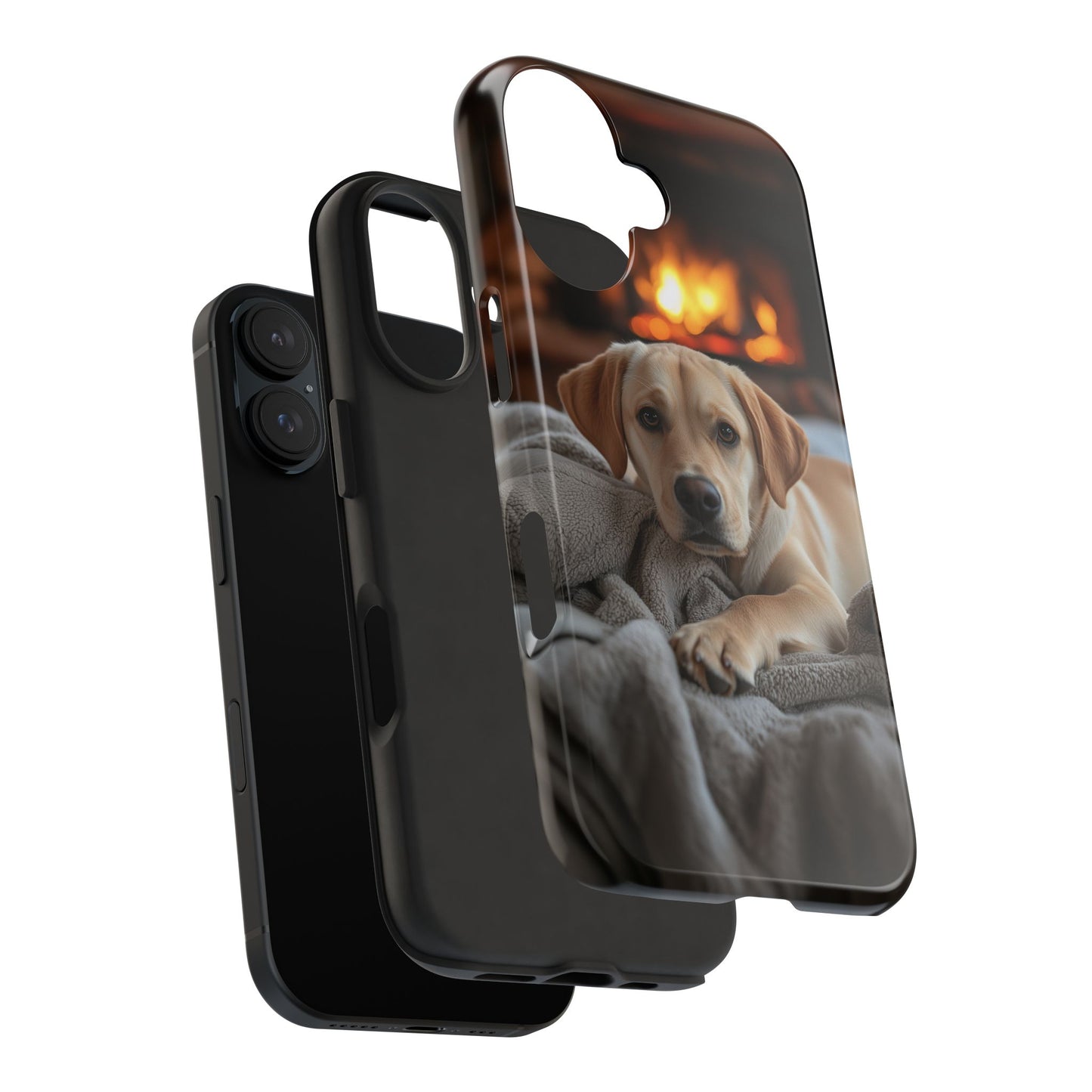 Cozy Golden Retriever by the Fireplace - iPhone Series Case