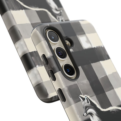 Black White Fox Phone Case - Monochrome Mystique