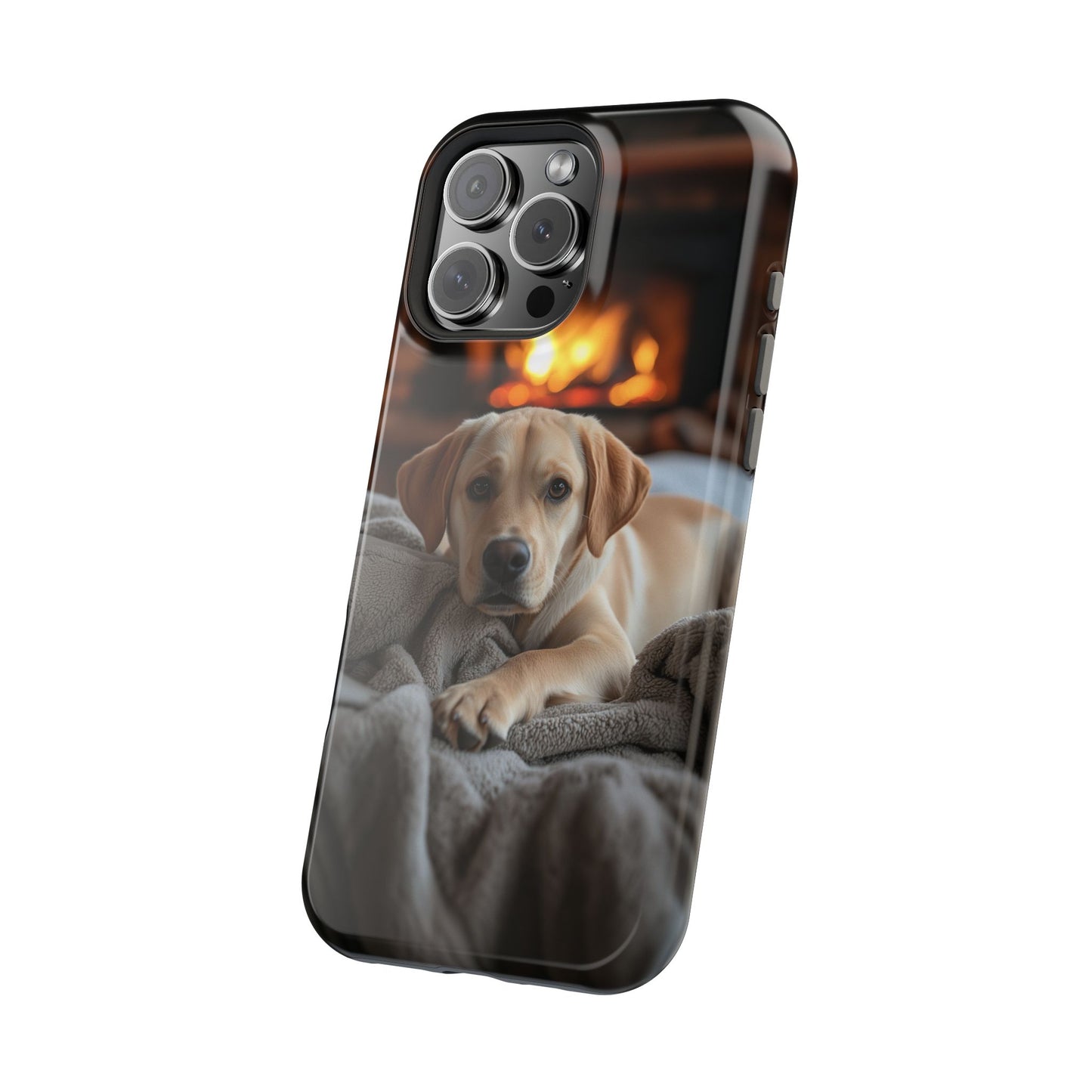 Cozy Golden Retriever by the Fireplace - MagSafe Case