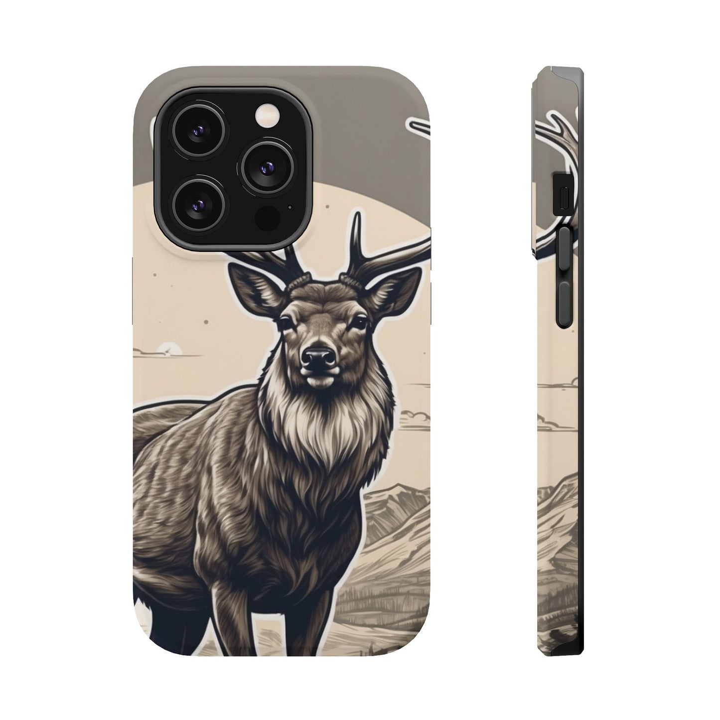 Monochrome Majesty – Regal Stag MagSafe iPhone Cases