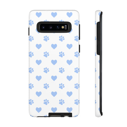 Samsung Galaxy Case - Blue Paw Print & Heart Design