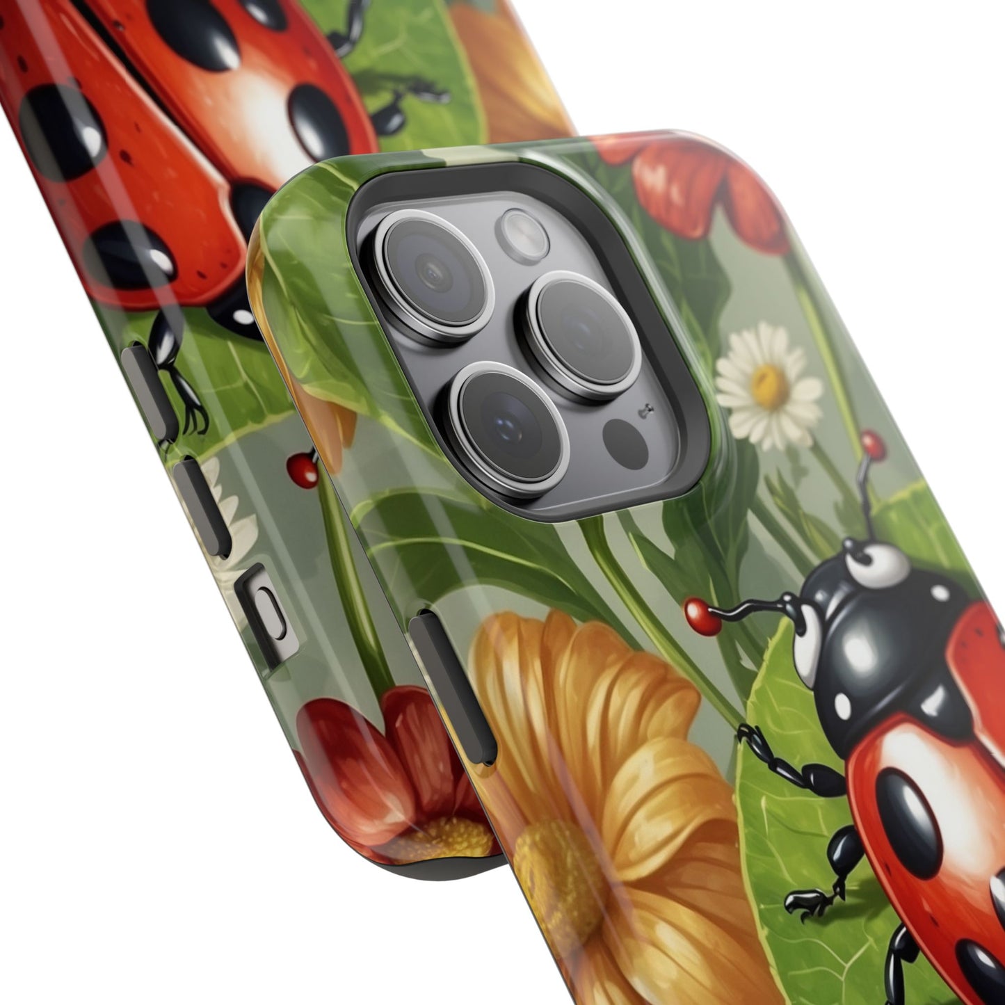 Ladybug Garden MagSafe iPhone Case – Whimsical Floral Design