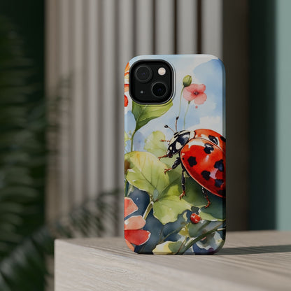 Watercolor Ladybug & Poppy Fields - MagSafe iPhone Case