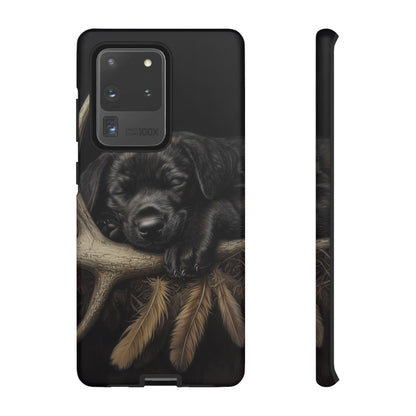 Adorable Black Labrador Puppy on Feathers Samsung Galaxy Case