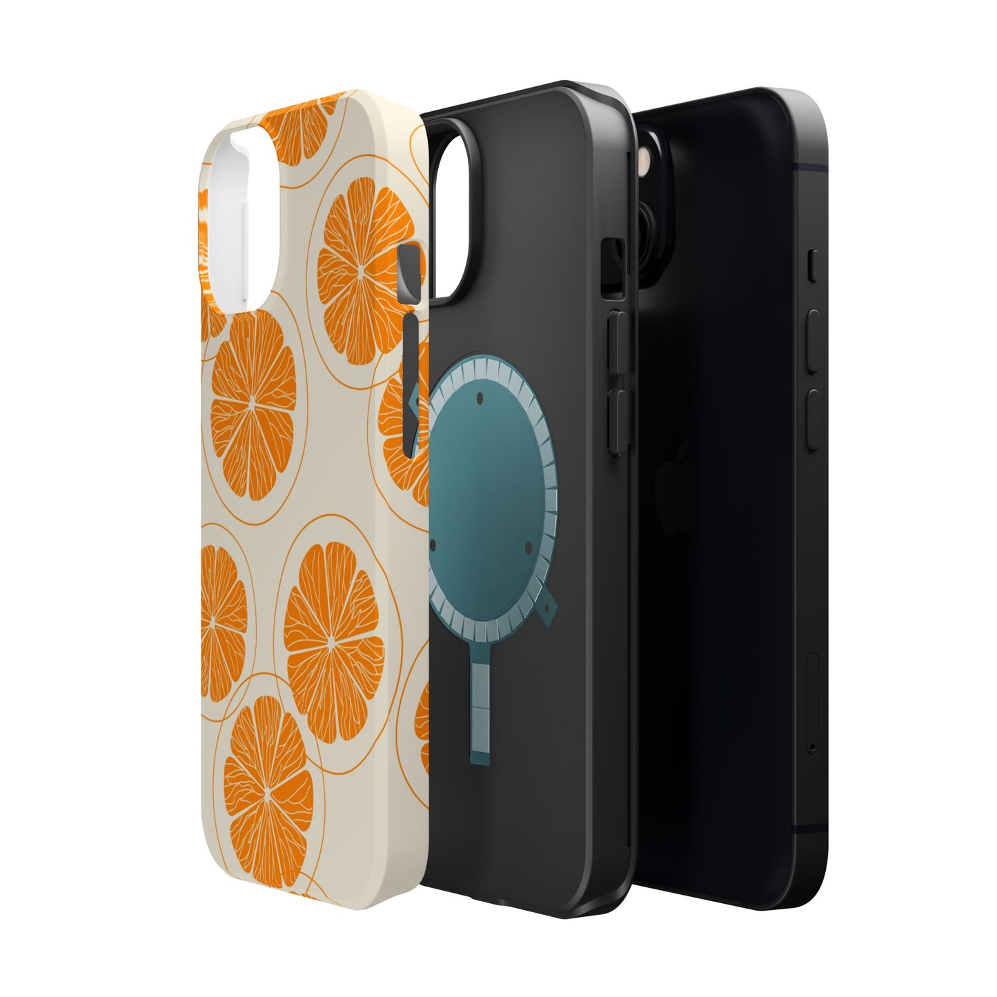 Citrus Burst Pattern Tough MagSafe iPhone Case – Bold Orange Design, Shockproof Protection