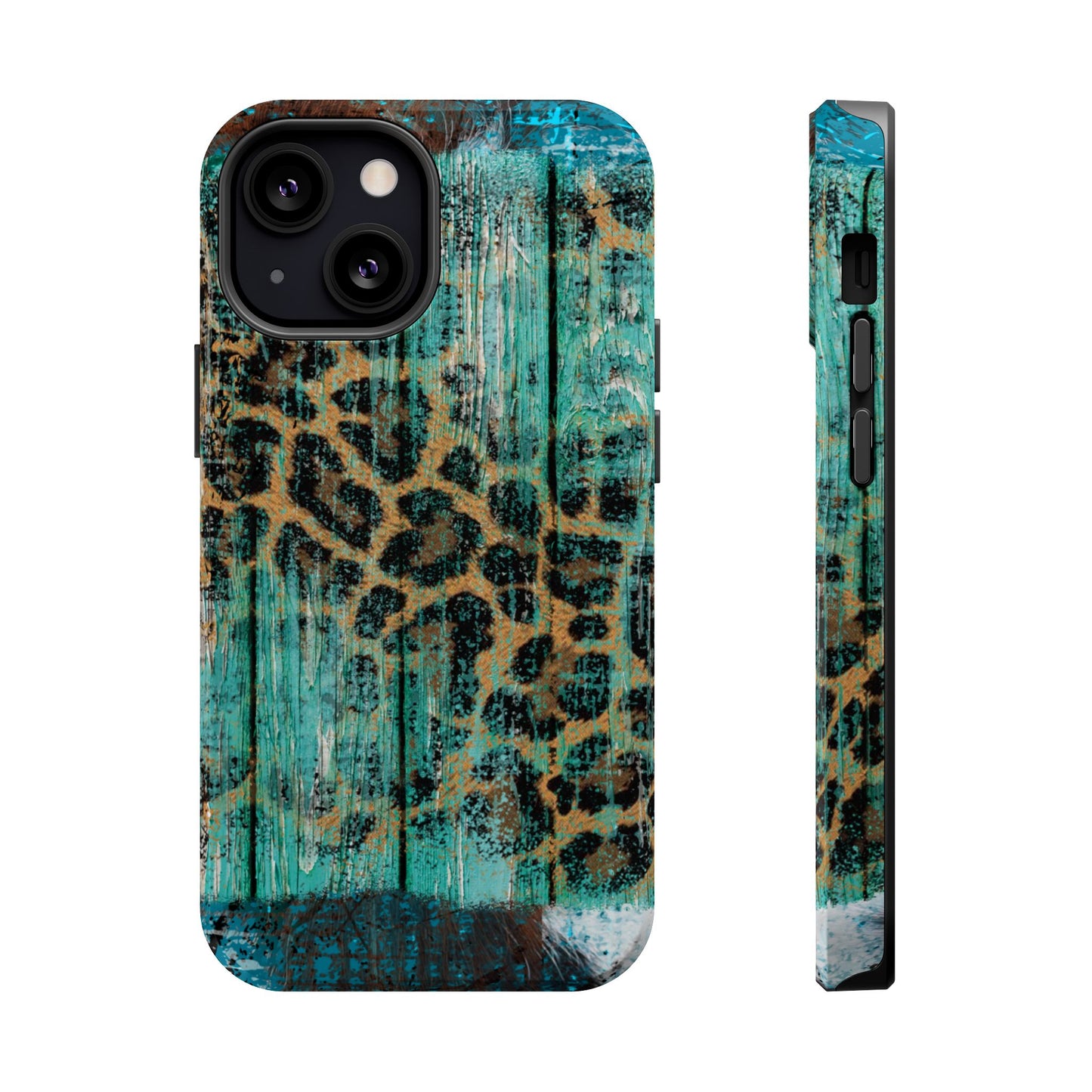 Turquoise Rustic Leopard Wood - MagSafe  iPhone Series Case