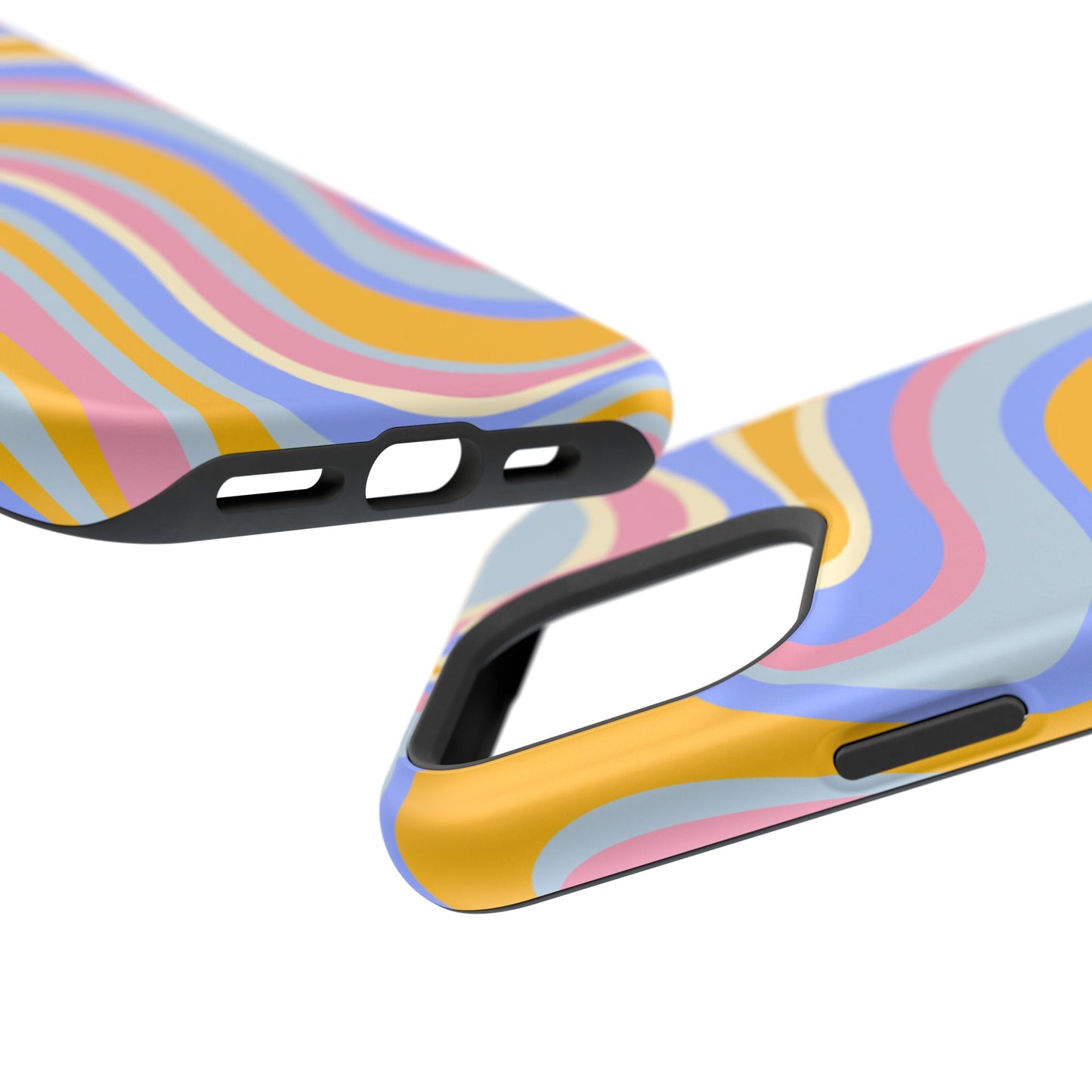Groovy Pastel Waves MagSafe iPhone Case – 70s-Inspired Design with Dual-Layer Protection