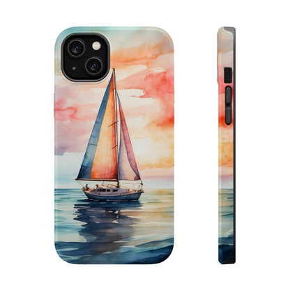 Sailboat Sunset MagSafe iPhone Case – Vibrant Watercolor Design