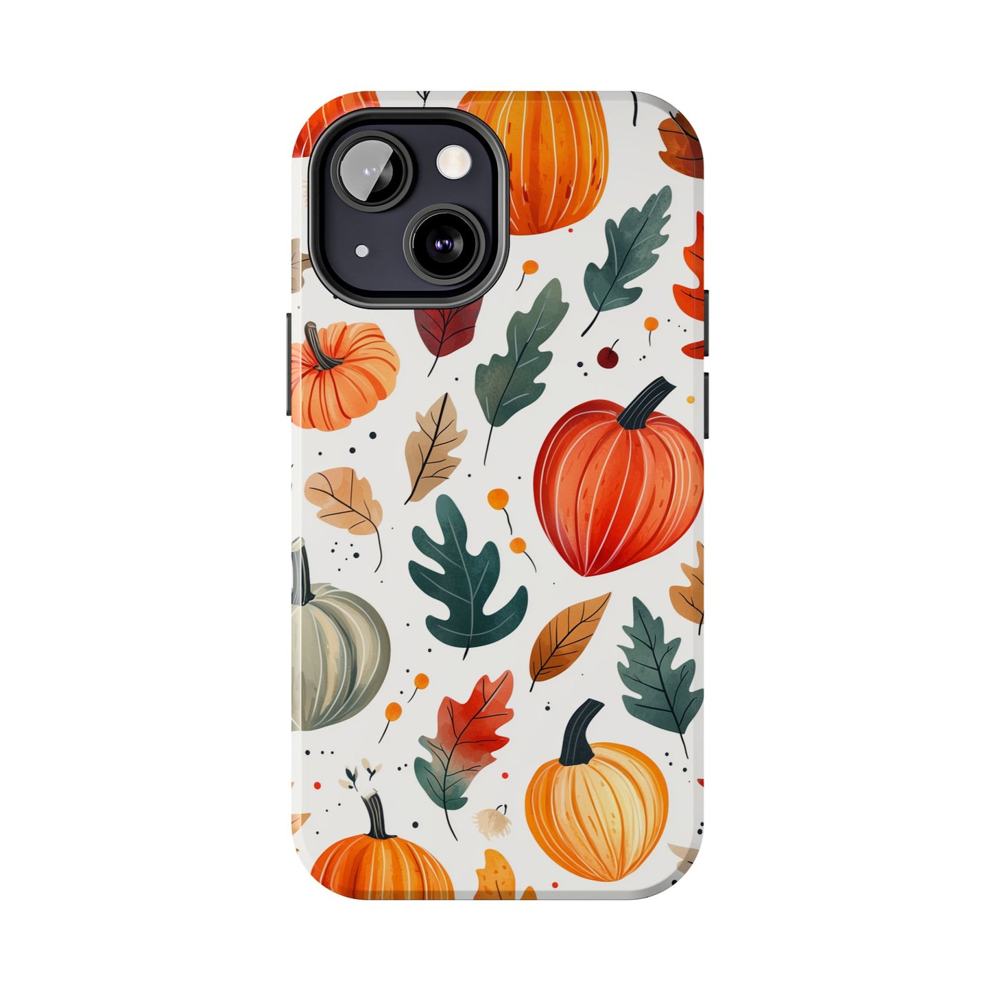 Autumn Harvest iPhone Case - Pumpkin and Fall Leaf Design