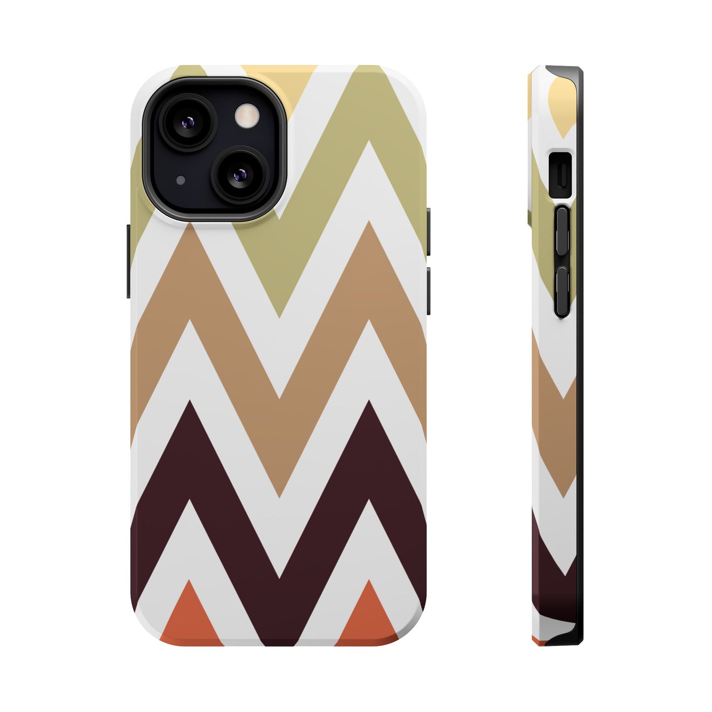 Earthy Chevron MagSafe iPhone Case – Boho-Inspired Design with Dual-Layer Protection