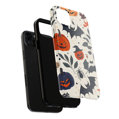 Spooky Halloween iPhone Case – Pumpkins, Bats, and Spider Design